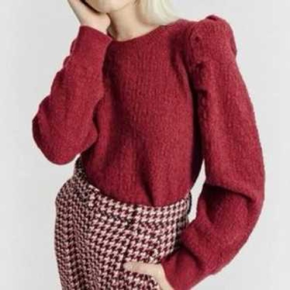 Sweaters - Lili Sidonio by Molly Bracken Burgundy Puff Sleeve Sweater